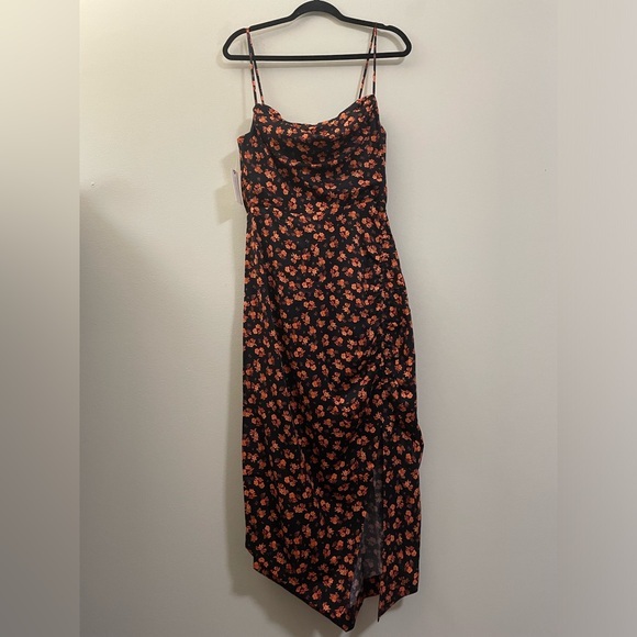 NWT Anthropologie Floral Cowl Back‎ Asymmetrical Midi Dress - 10 - Picture 4 of 15